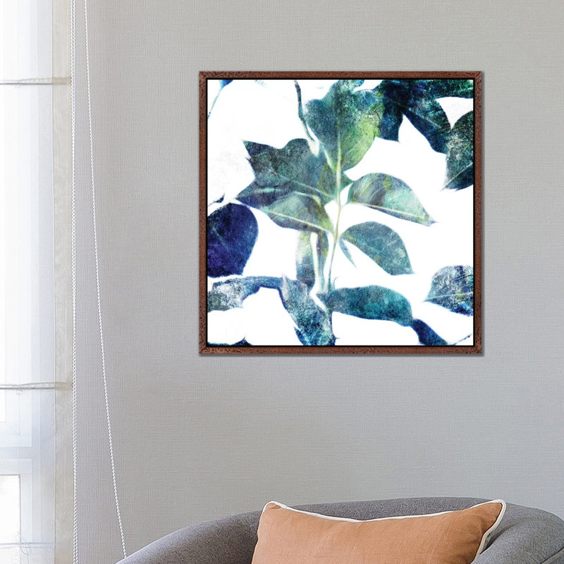 Universal Leaves by Mlli Villa - Print on Canvas, 66.04cm H x 66.04cm W x 3.81cm D, Classic Brown Wood Framed