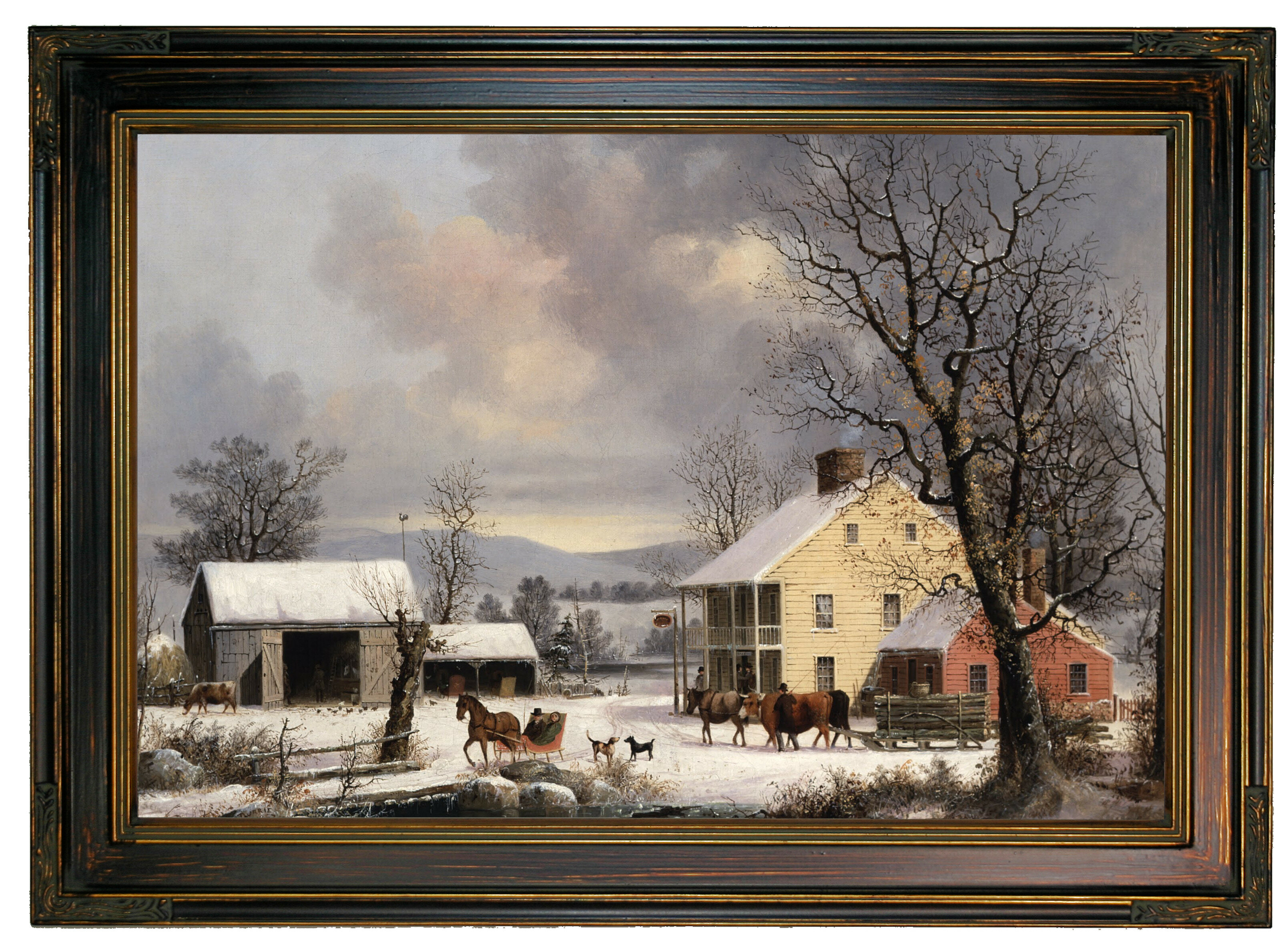 Historic Art Gallery Winter In The Country 1857 Framed On Canvas by ...