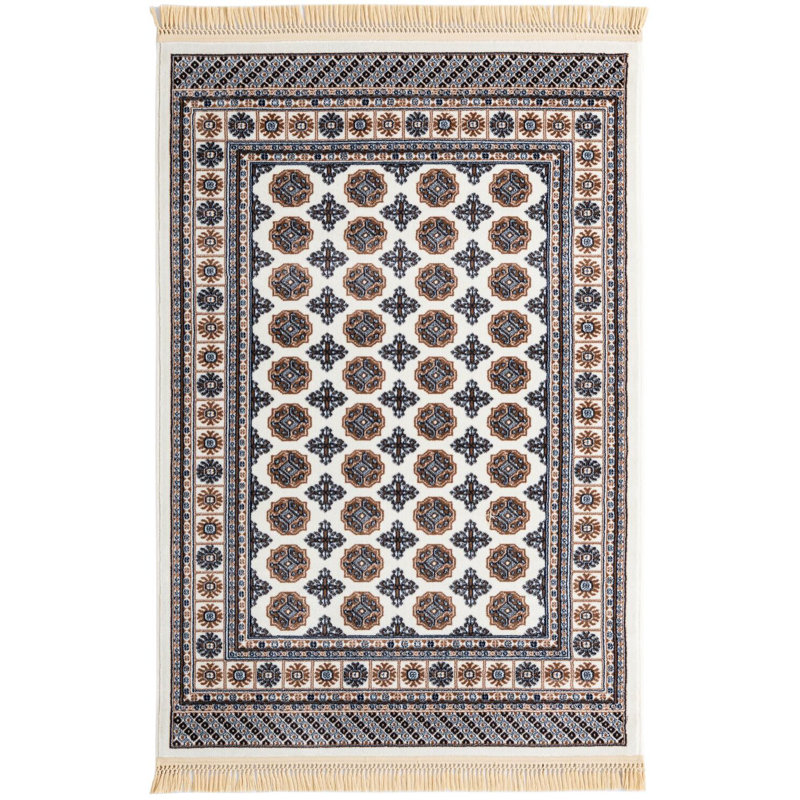 Tapis traditionnel Hinshaw de couleur ivoire, Rectangle 4 pi 1 po x 6 pi 1 po