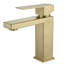 Robinet de lavabo monotrou en or brossé avec poignée - contrôle de l'eau en douceur, construction, cartouche de rouille, finition haute performance, conduites d'alimentation en acier inoxydable incluses, idéale pour l'installation.
