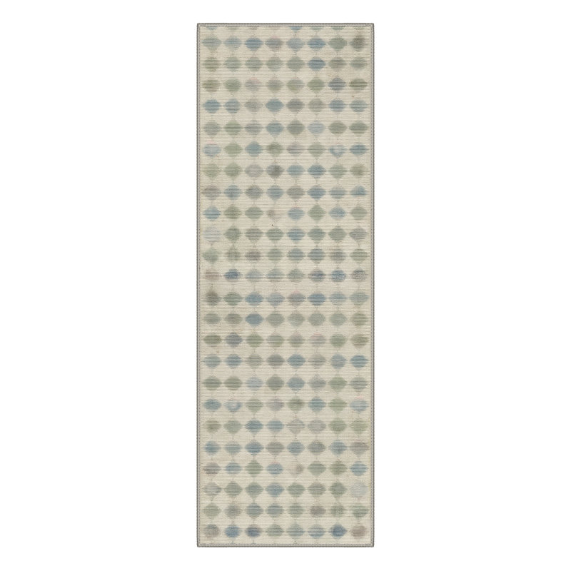Tapis intérieur sauge lavable à la machine Coady Diamondot, Tapis de couloir 2 pi 6 po x 8 pi