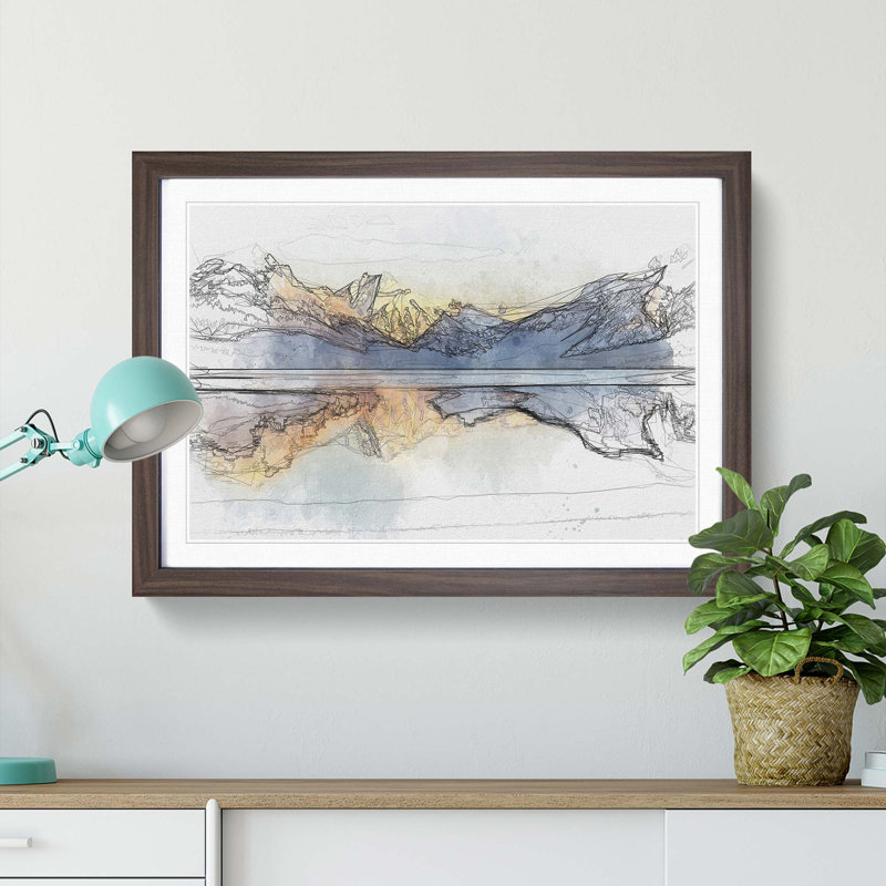 Sunlight over Lake Mcdonald in Abstract - Framed Print, 27cm H x 36cm W x 2cm D, Walnut Framed