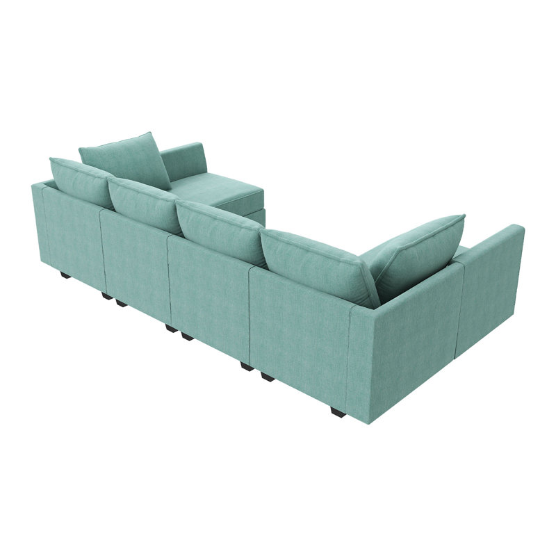 Canapé modulaire en U Coss, Bleu 100% polyester