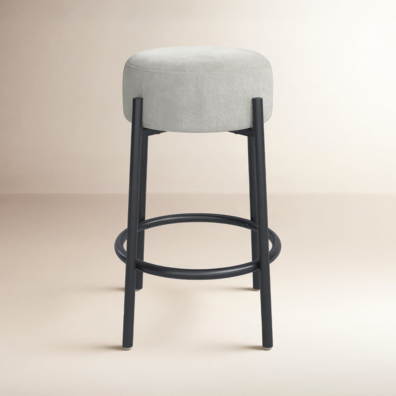 Colombe Upholstered Stool with Metal Frame, Counter Stool (26.3" Seat Height), Boucle-Gray