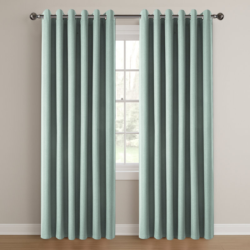 Linen 100% Blackout Eyelet Curtain for Bedroom , Sage Green, 117cm Width x 137cm Drop