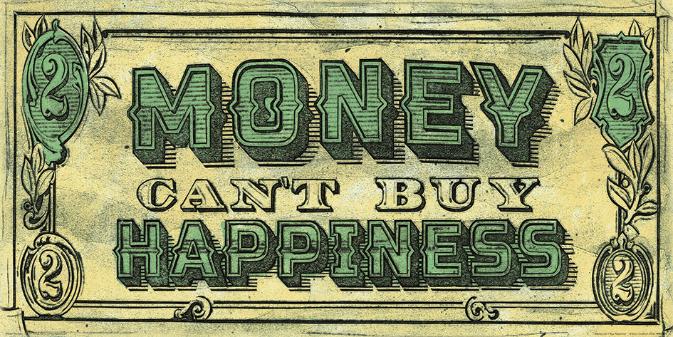 Money Can't Buy Happiness - Wrapped Canvas Print