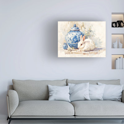 Wrapped Canvas Wall Art - Paula Freeman  'Bunny in Bloom II' Wall Art for Living Room, Bedroom, or Office Décor  - 14x19