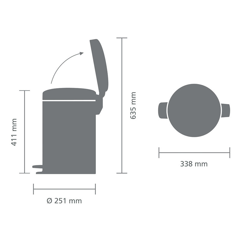 Brabantia NewIcon 12 Litre Soft Closing Pedal Bin, Metallic Grey