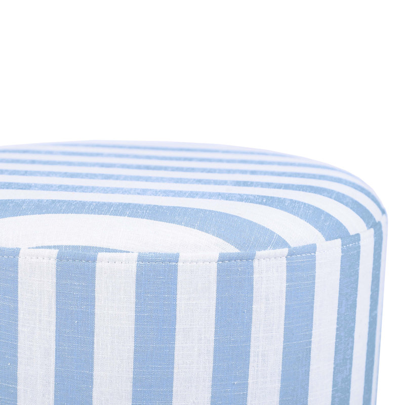 Repose-pieds standard rayé cylindrique de 15,7 po Mar Orlando, Mélange de polyester bleu pastel / mélange de li