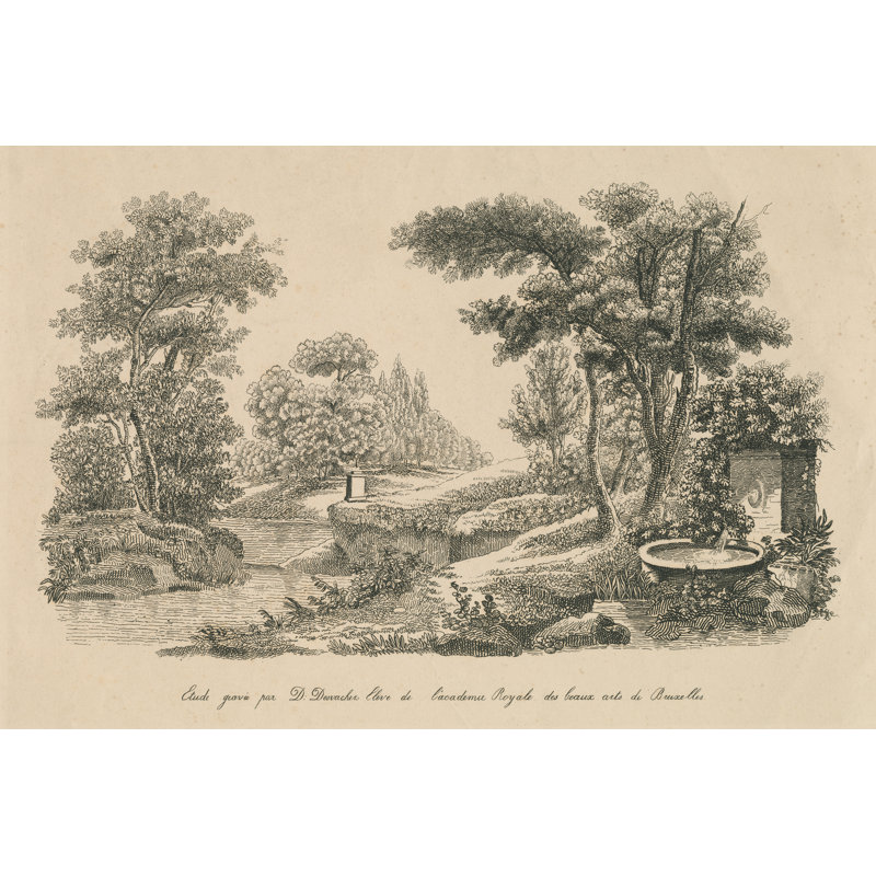 Gravure sur le parc français III par Wild Apple Portfolio - Peinture, H 8 po x l 12 po, Toile tendue