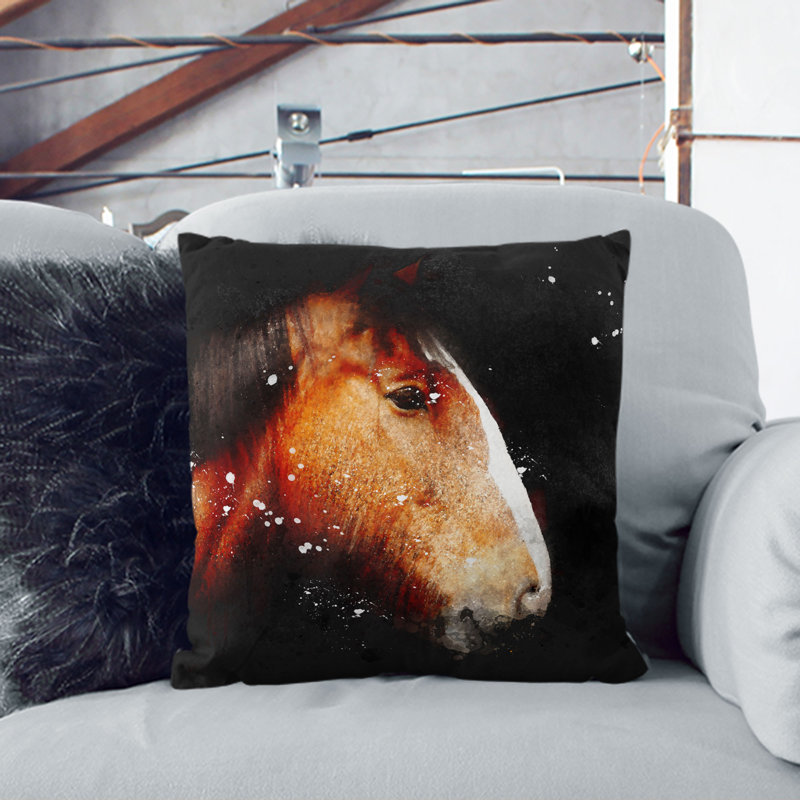 Brown Shire Horse Cushion with Filling, 40cm H x 40cm W x 15cm D