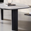 Table de salle à manger blanche en bois massif et en pierre frittée-884345429