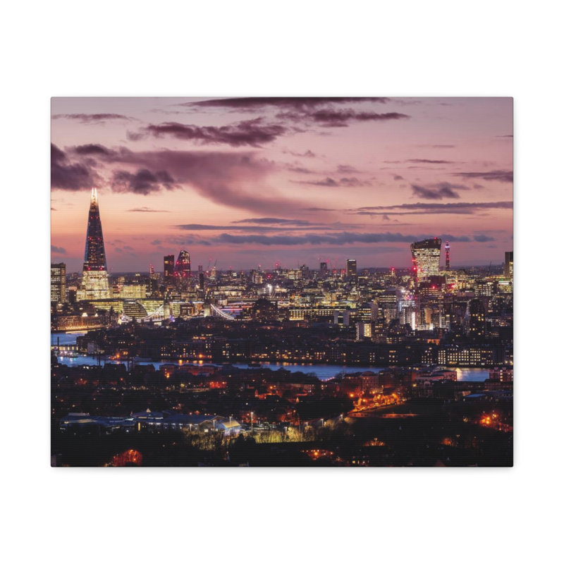 «London Night Skyline», œuvre d'art sur toile à couper le souffle, H 12 po x l 18 po