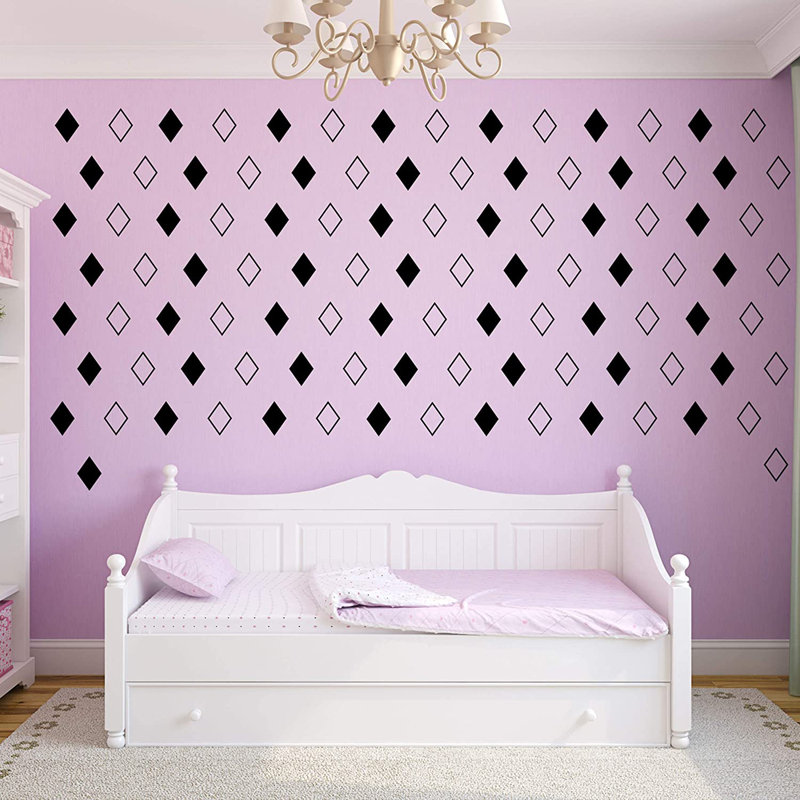 Adhésif décoratif losanges, H 6 po x l 3,75 po x P 0,6 po, Noir