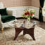 90x90cm Coffee Table Glass Top Solid Wood Legs Abstract Triangle Coffee Table 
