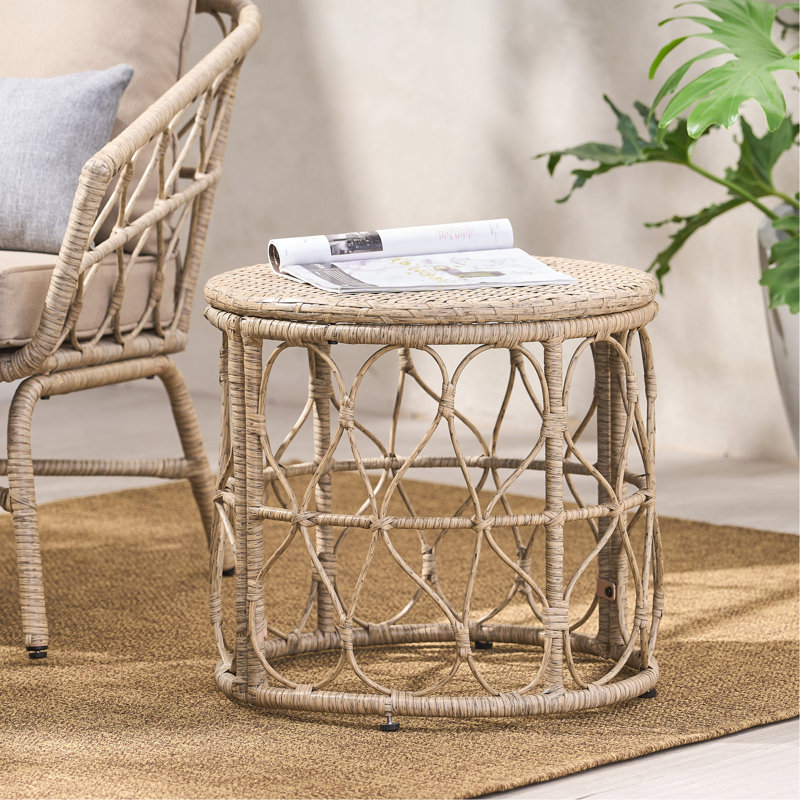 Table d'appoint d'extérieur pour patio, Brun
