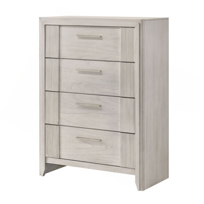 1Pc Contemporary 4-Drawer Tall Storage Chest Mist Wooden Furniture