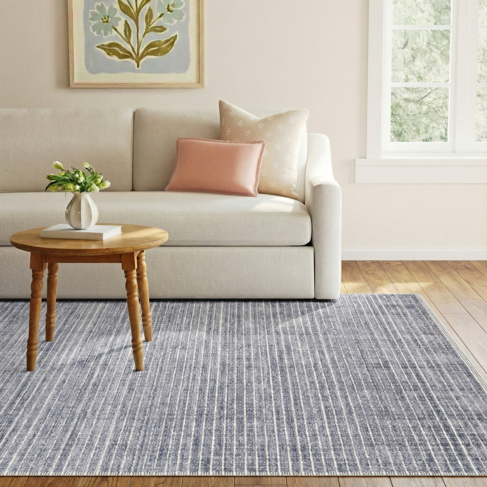 Shenade Denim Hand-Woven Geometric Rug, Rectangle 7'9" x 9'9"