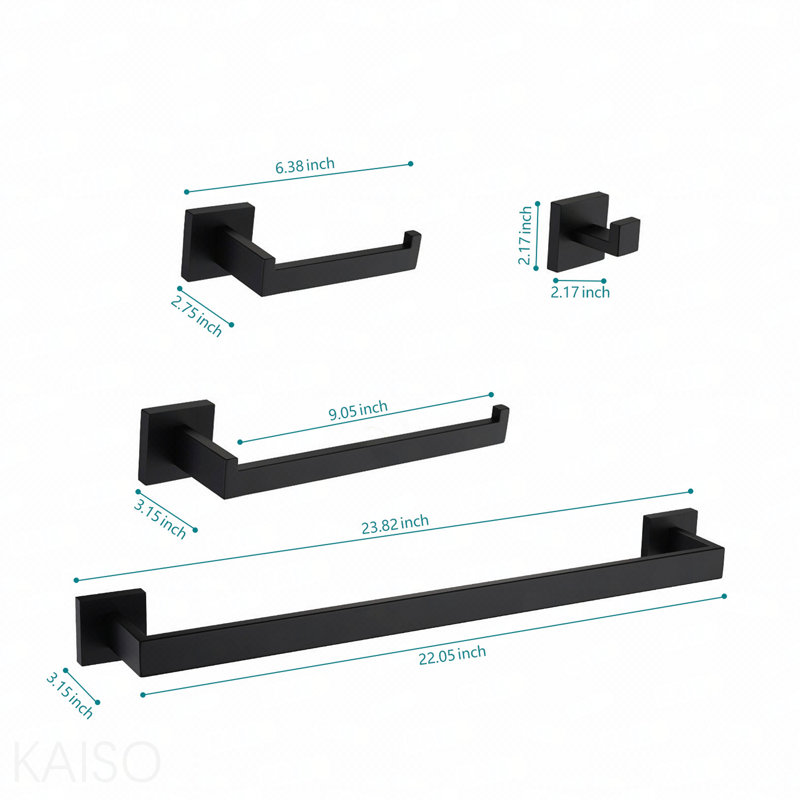 4 - Piece Bathroom Hardware Set, Matte Black