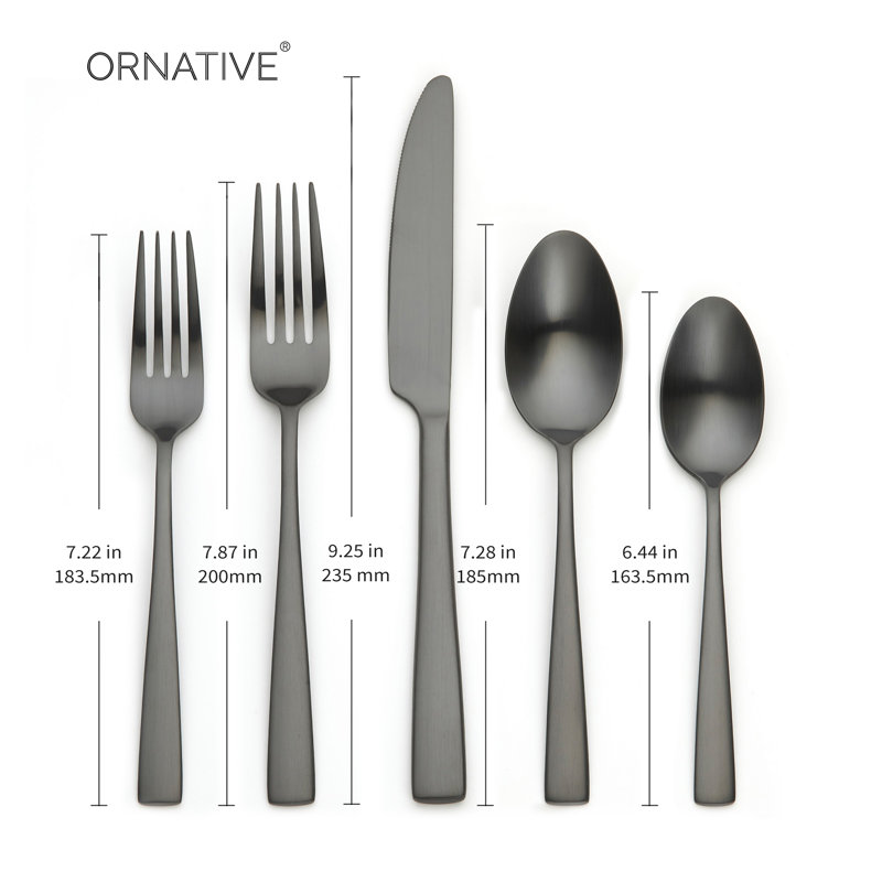 Adila 18/0 Stainless Steel 20 Pieces Flatware Set, Matte Black