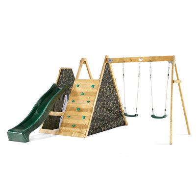 Pyramide grimpante Plum® avec balançoires doubles [Vert]