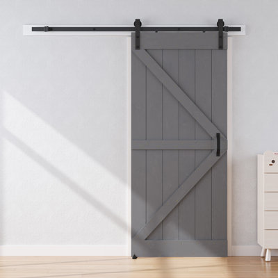 Solid Wood Paneled Barn Door with Installation Hardware Kit