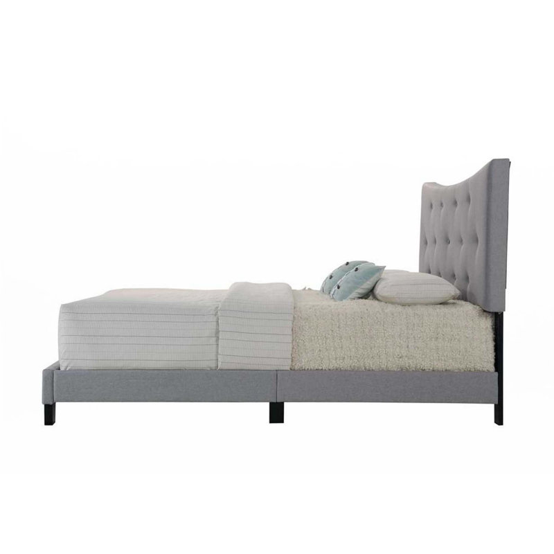 Grand lit Venacha en tissu gris