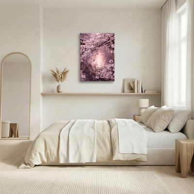 Art mural sur toile de fleurs de cerisier rose sur l'eau
