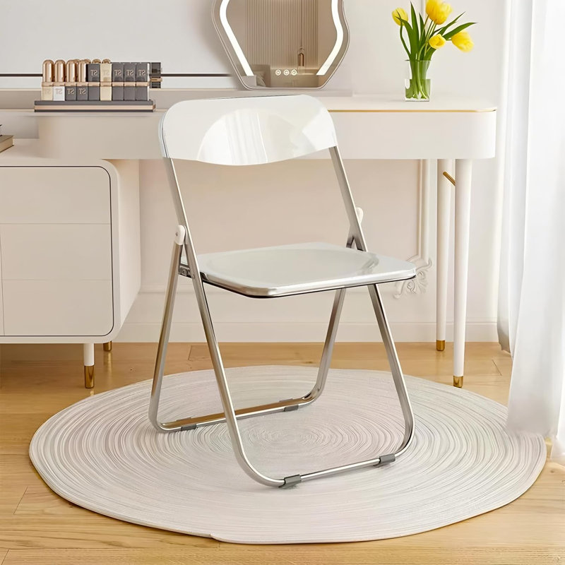 Plastic Stackable Folding Chair, White