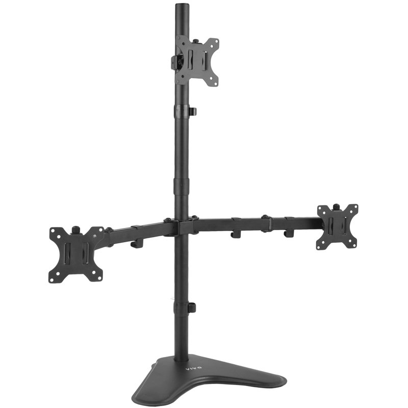 Black Adjustable Steel and Aluminum Triple Monitor Desk Stand