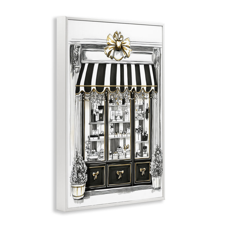 Giclée sur toile rayée Paris, par Petal Prints Design, 18 po x 12 po, Encadrement giclée blanc côtier