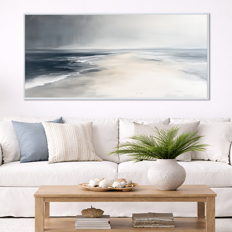«Calm Sea Decor», toile murale océan, Fred, Cadre flottant blanc, H 28 po x l 60 po