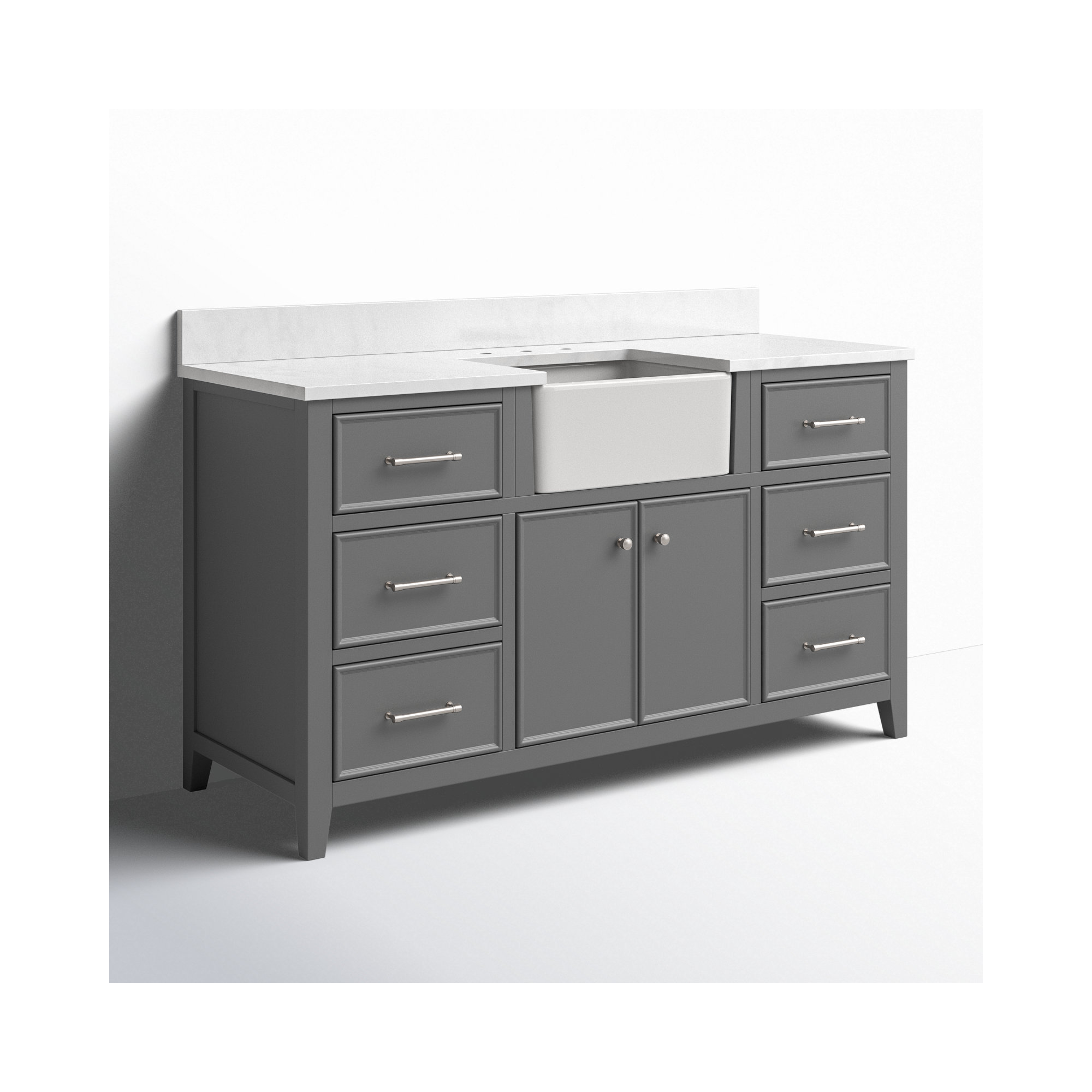 Aisa 60" Single Bathroom Vanity, Gray/Brushed Nickel