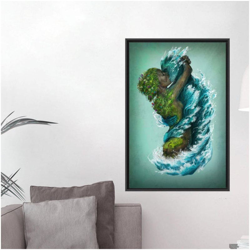 Art sur toile moderne, surréel et terrestre, Noir, noir, noir, noir, Reproduction encadrée sans passe-partout