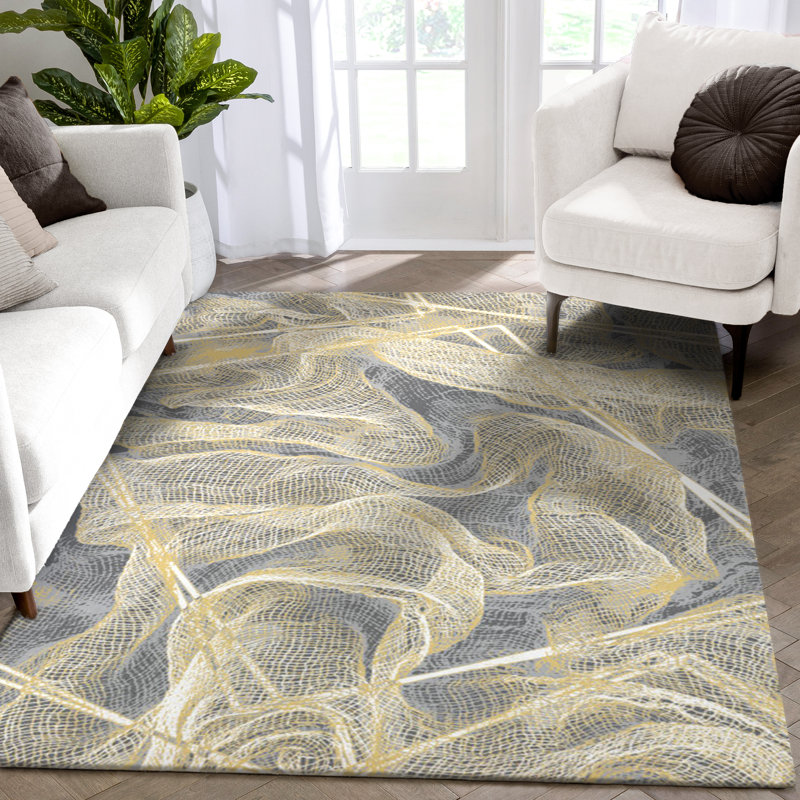 Well Woven Cairo Gillian Abstract Modern Yellow Rug, Rectangle 120cm x 160cm