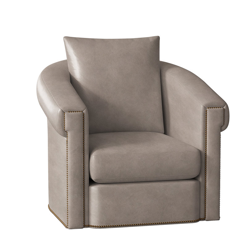 Andre Swivel Armchair, French Natural, Aline Fumo Genuine Leather