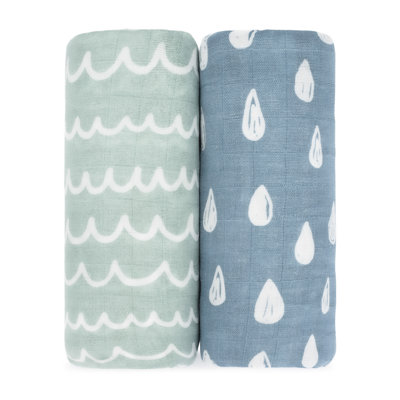 Comfy Cubs Muslin Swaddle Blankets Pack of 2 - 47 x 47 Inch Large Multipurpose Wraps for Newborns