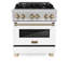 Cuisinière à double carburant ZLINE Autograph Edition 30 po en acier satiné avec accents-88587425