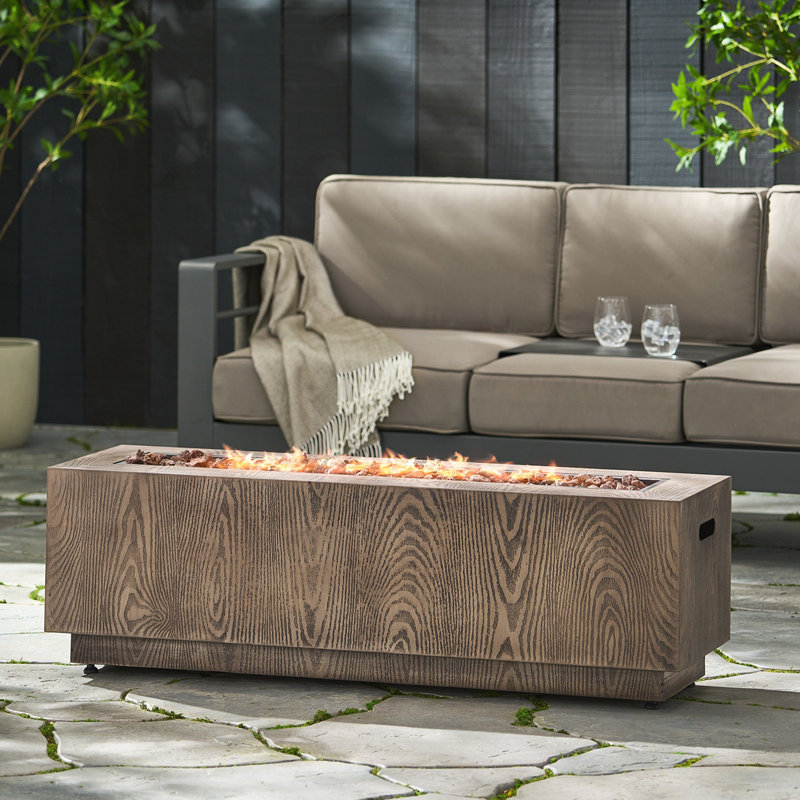 48" Outdoor Rectangular Iron Propane Fire Pit