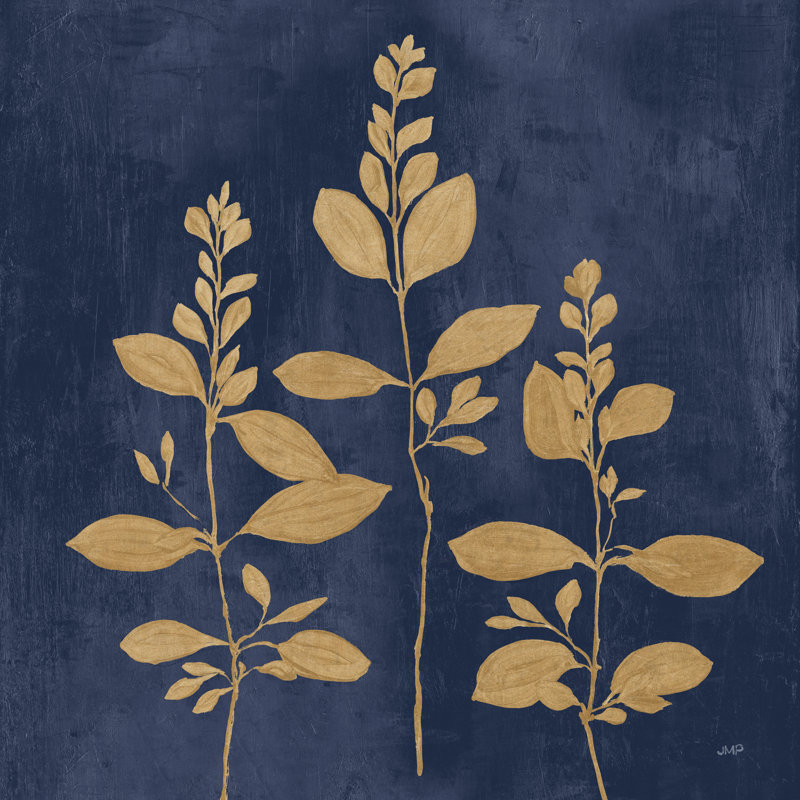 Botanical Study IV Gold Navy by Julia Purinton - Wrapped Canvas Print, 91cm H x 61cm W x 3.8cm D