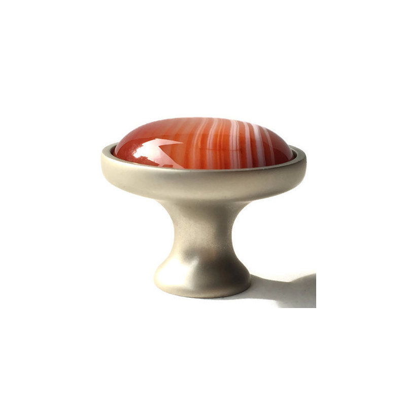 Saturn Sunset Mushroom Knob, Chrome/Reddish-Orange/White
