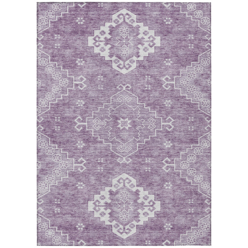 Tapis intérieur lavable à médaillon ivoire 5 pi x 8 pi