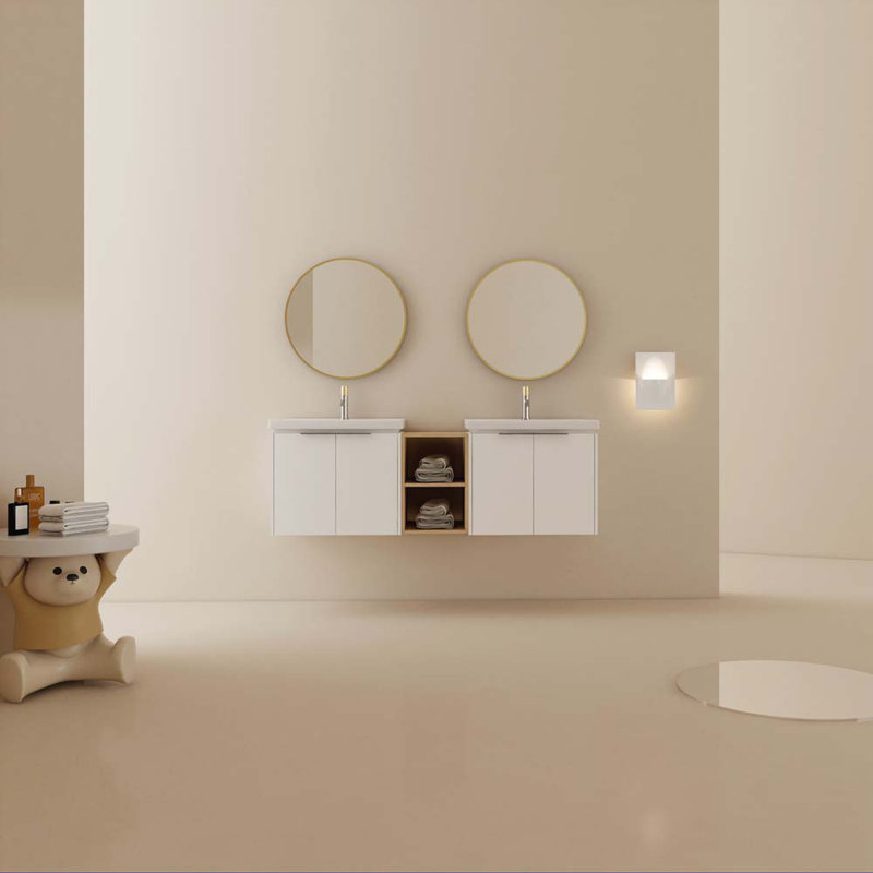 Eaffaldano 59.62'' Double Bathroom Vanity with Ceramic Top