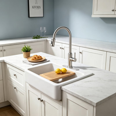 Single Handle Pull-Down Kitchen Faucet with Deck Plate, 3 Spray Settings