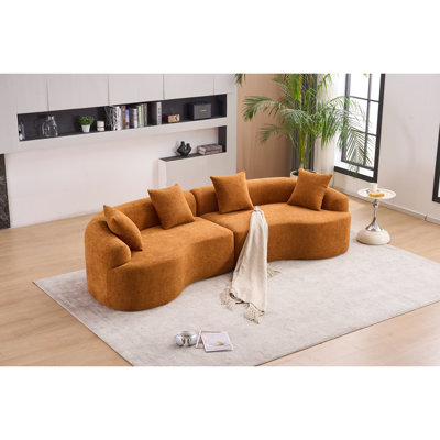 110'' Orange Living Room - Spring Supported For Durability Foam Comprehensive Comfort