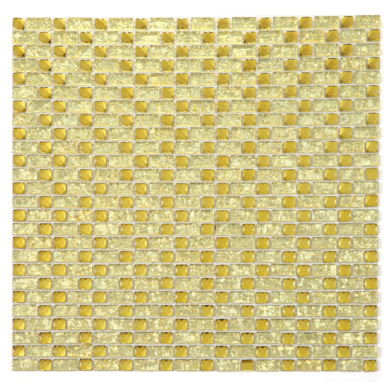 Artistic Jewels 12 in.x 12 in. Diamond Cut Glass Handmade Mosaic Decorative Kitchen & Bathroom Wall Tile, Yellow Gold