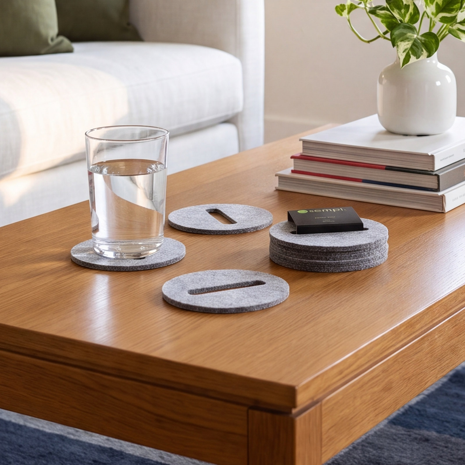 Stay Round 4 Piece Coaster Set, Gray