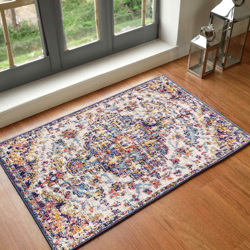 Traditional Rug, Bordered Floral Stain Resistant Easy to Clean Rug For Living Room, Dining Room, Bedroom
