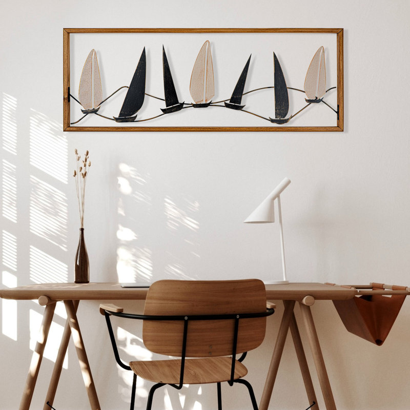 Hand-Painted Decorative Metal Wall Accessory, 35.4 x 1.4 x 13.4 inches | 100% Metal, Thickness: 0.03 inches | Unique Color Variations | Perfect for Home Decor, Living Room & Bedroom Accent