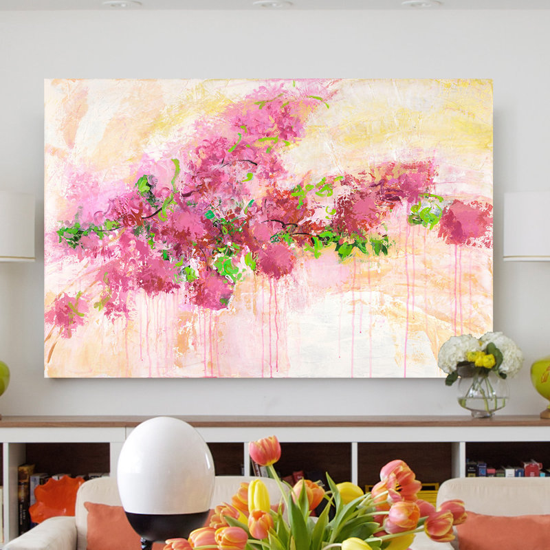 « pétale passion » par julie joy, reproduction d’art sur toile tendue, H 24 po x l 36 po x P 1,5 po